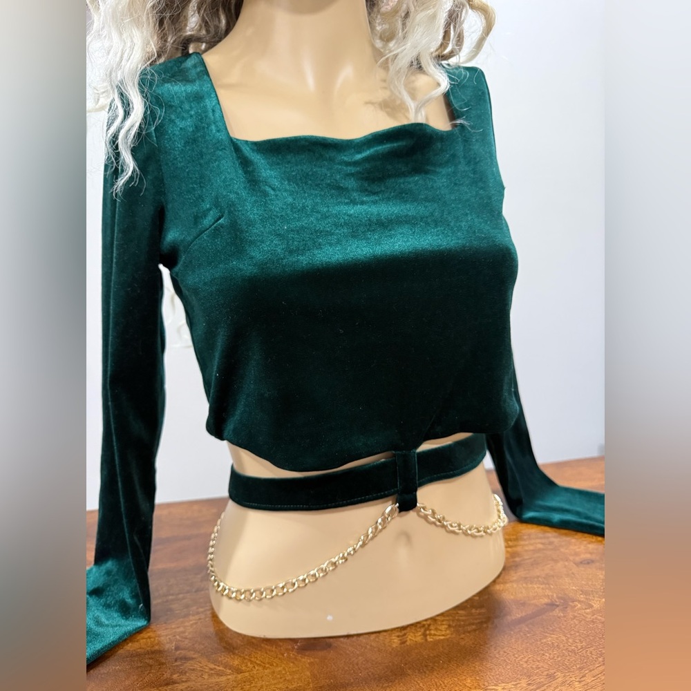 Willow Dark Green Velvet Blouse